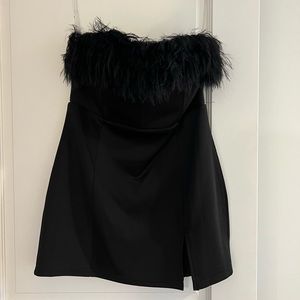 Showpo Rhaiza Faux Feather Mini Dress